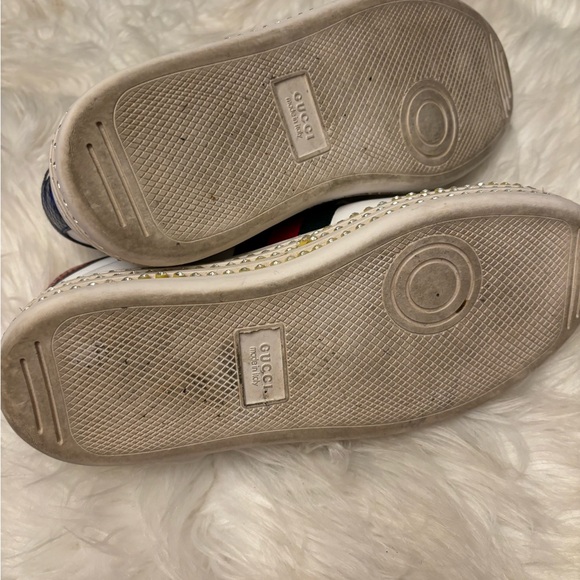 Gucci Women’s White Leather Rhinestone Platform Sneakers Size 39 US 9 - Picture 10 of 11